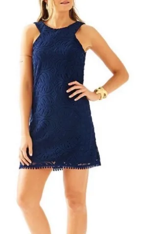 Lilly Pulitzer Women's Mango Shift Lace Knit Dress S Sleeveless Navy Blue thumbnail 1