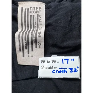 Free People Black Deep V Neck Short Sleeve Thong‎ Bodysuit L Made in USA thumbnail 3