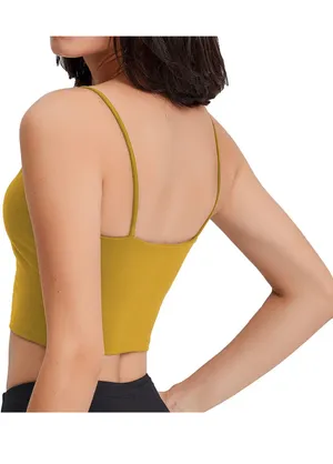 Amazon Yellow Cropped Workout Tank Top thumbnail 2