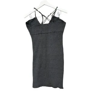 Intimately Free People Black Smocked Mini Dress Strappy V Neck‎ Small P thumbnail 2