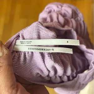 Anthropologie Lilac Sheer Ruched Crop Preppy Boho Resort Fairy Ballet Top S thumbnail 4