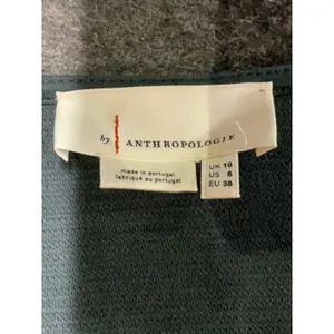 Anthropologie Black Ribbed Knit Bodycon Sheath Dress 3/4 Sleeve US 6 Cotton thumbnail 4
