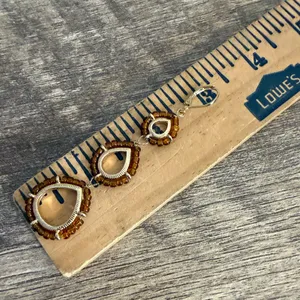 Gold Tone Amber Color Seed Beads 3 Tiered Dangle Earrings Artsy Boho Festival thumbnail 5