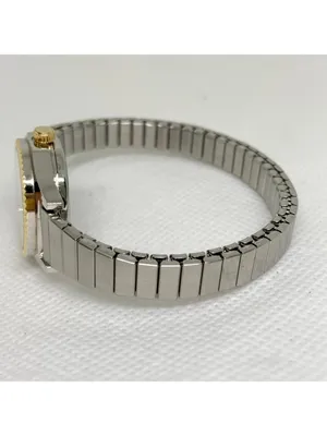 vintage Quartex quartz women watch 22mm two tone stretch band size 5.7” running thumbnail 3