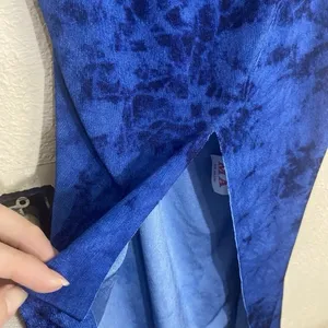 Dansco Blue Tie-Dye Dance Costume Leotard Tank Top Made In USA Adult MA thumbnail 6