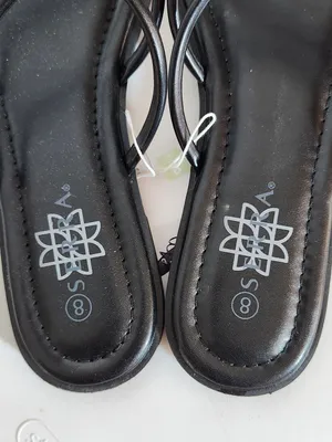 Serra Black Strappy Faux Leather Sandals Silver Tone Accent Size 8 NWT thumbnail 4