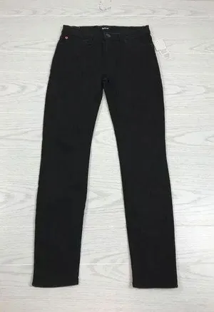 HUDSON Natalie Mid Rise Super Skinny Ankle Size 25 Black Raw Hem Jeans thumbnail 1