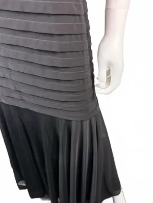 NWTs Xscape Black Evening Gown with Lace Sleeves and Pleated Bodice thumbnail 3