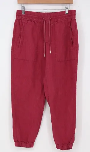 Athleta Linen Jogger Womens 6P Retreat Burgundy Elastic Waist Drawstring thumbnail 1