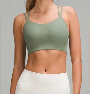 NWT Lululemon Like a Cloud Longline Bra B/C Ribbed in Grey Eucalyptus thumbnail 1