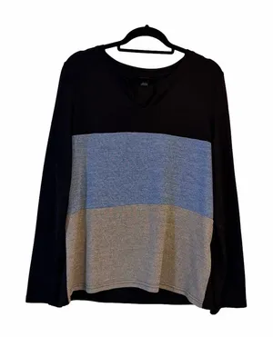 SHEIN Women's Colorblock Long Sleeve Shirt Size XL – Black/Blue/Gray, Excellent thumbnail 1
