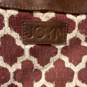 JOYN Geometric Tote Vintage Leather Burgundy/Cream Shoulder Bag thumbnail 3