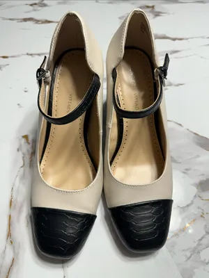 Adrienne Vittadini Two-Tone Block Heel Mary Janes - Black & Cream thumbnail 2