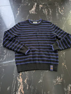 Scotch & Soda Blue And Black Crewneck Sweater Size Large thumbnail 2