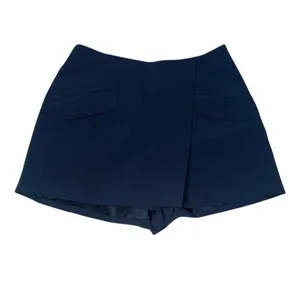Anthropologie Maeve Tailored‎ Skort Wrap Front Side Zip Mini Pocket Navy Blue 4 thumbnail 3