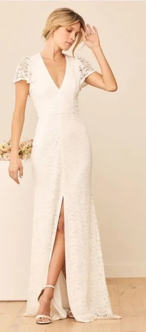 LULU's Sophisticate Bridal Wedding Floral Lace Flowy Mermaid Trumpet Gown NWOT thumbnail 1