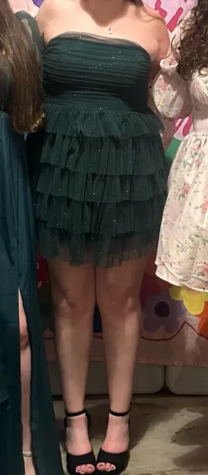 B Darlin Emerald green semi formal dress thumbnail 3
