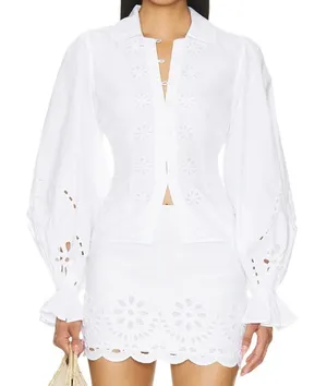 Tularosa Tess Button Up Shirt in White, Size M thumbnail 1