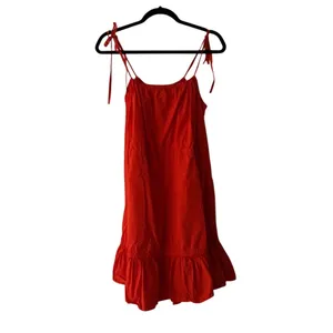 Chinti & Parker Red Tie Waist Dress‎ Tie Strap Ruffle Hem Casual Sundress US 10 thumbnail 8