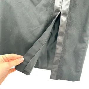 Wolford Black Pencil‎ Skirt Front Slit Satin and Lace Stripe Trim Size US 6 thumbnail 4