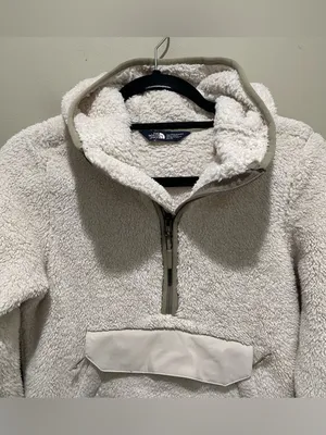 The North Face Sherpa Fleece Pullover Ivory Womens Size XS Hooded Quarter Zip thumbnail 3