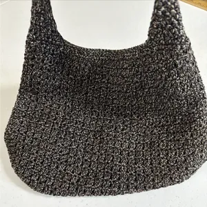 The Sak Bag Medium Hobo Purse Tote Coffee Tan Knit vacation bohemian summer thumbnail 3