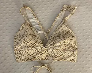 Aerie Cream and Brown Polka Dot Bikini Top thumbnail 1