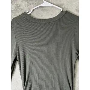 Michael Stars Maya Long Sleeve Dress Size L Tarragon Ribbed Midi Minimalist New thumbnail 4