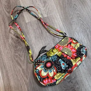 Vera Bradley Frannie Purse Bag Flower Shower Quilted Pink Green Blue thumbnail 1
