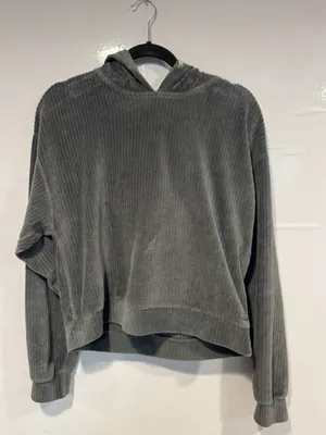 Abercrombie and Fitch‎ Velvet Ribbed Hoodie - Slate Gray thumbnail 1