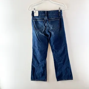 Zara Low Rise Patch Pocket Dark Wash Denim Flare Jeans Blue 0 thumbnail 6