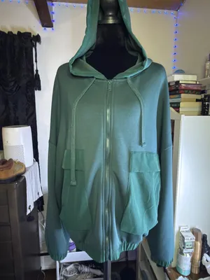 Rae Mode Scuba Dark Green Hooded Zip Hoodie thumbnail 3