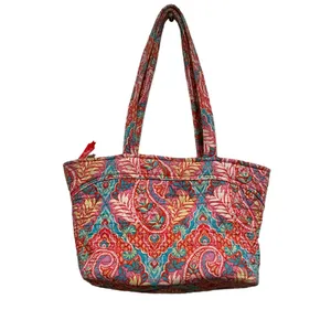 Vera Bradley Paisley Pink Blue Quilted Zippered Shoulder Bag thumbnail 2