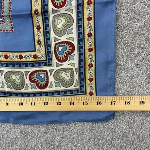 New Stu Square Scarf Blue Floral Heart Medallion Silk Boho Chic Cottagecore thumbnail 4