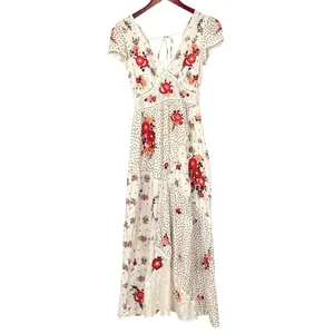 River Island Maxi Dress Womens 6 Cotton‎ Embroidered Lace Autumn Wedding Guest thumbnail 5