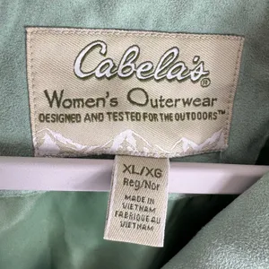 Cabela's‎ Green Collared Quilted Line Button Up Jacket Pockets Size XL thumbnail 5