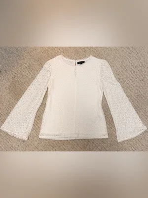 Banana Republic‎ Ivory Floral Lace Bell Sleeve Blouse Boho Romantic Small thumbnail 2