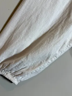 Abercrombie & Fitch x Tia Booth Linen-Blend Peasant Bubble Top Women's XL White thumbnail 6