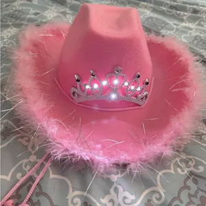 Pink Cowgirl Hat with Silver Tiara thumbnail 5