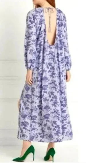 NWT Hill House Allover Print High Slit Maxi Dress in Purple‎ Floral thumbnail 1