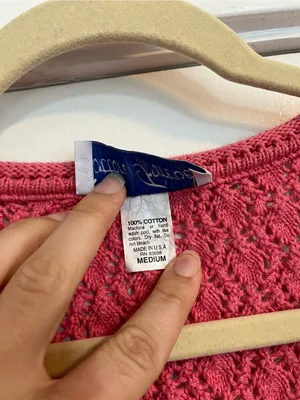 Vintage Pink Knit Button front Cardigan cotton women’s size medium chunky thumbnail 3