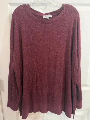 Planet Gold Plus Burgundy Long Sleeve Sweater Size 1X thumbnail 1
