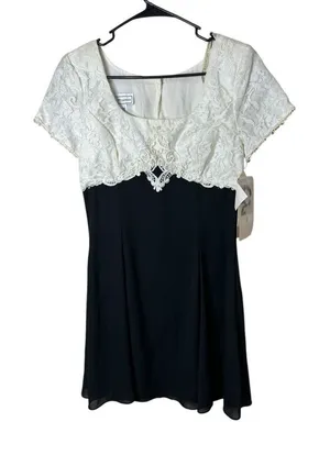 VIntage Scott McClintock 80s 90s Floral‎ Lace Short Sleeve Mini Dress Size 8 thumbnail 1