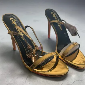 Cape Robbin Metallic Gold Strappy Stiletto Heels thumbnail 1