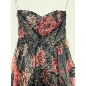 Lulus Truly Extraordinary Dress Women's Small Black Floral Organza Strapless NWT thumbnail 10