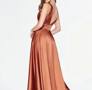 Cinderella Sienna Prom Dress V Neck Long Satin With Slit Formal Evening Sz(6) thumbnail 2
