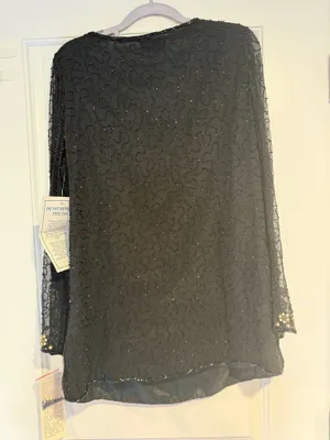 Papell Studio Silk Beaded Mini Cocktail Dress Black Size Small Embellished NWT thumbnail 9