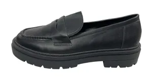 Truffle Collection Womens Black Leather Slip On Platform Penny Loafer Shoes 10.5 thumbnail 1