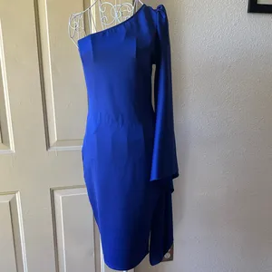 No Comment Chic One-Shoulder Royal Blue Dress thumbnail 2