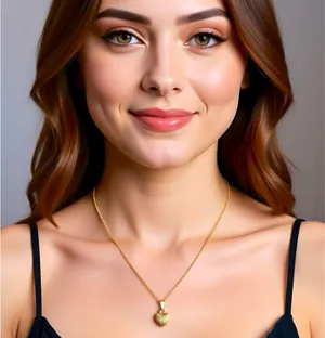 Vintage Style Gold Heart Pendant Necklace Romantic Jewelry thumbnail 2